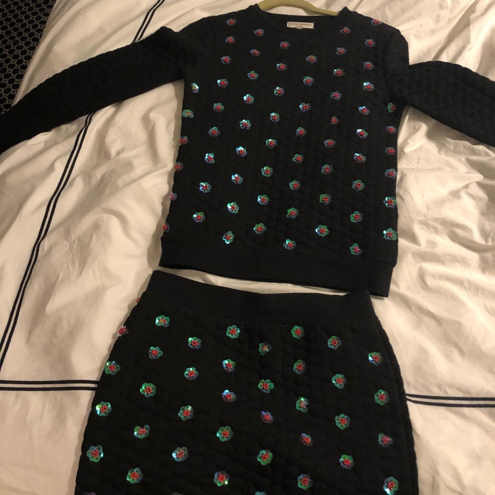 Opening ceremony floral sweater and skirt